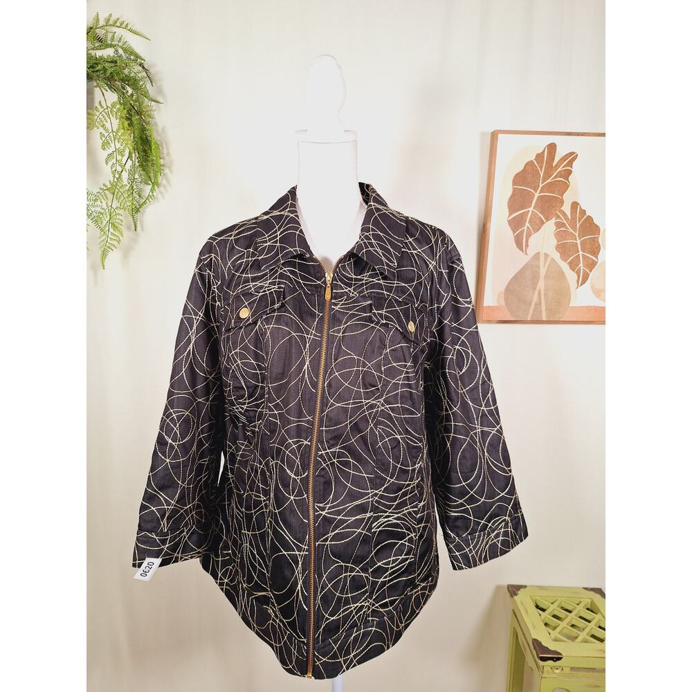 Peter Nygard Women's Black & Gold Full Zip Jacket